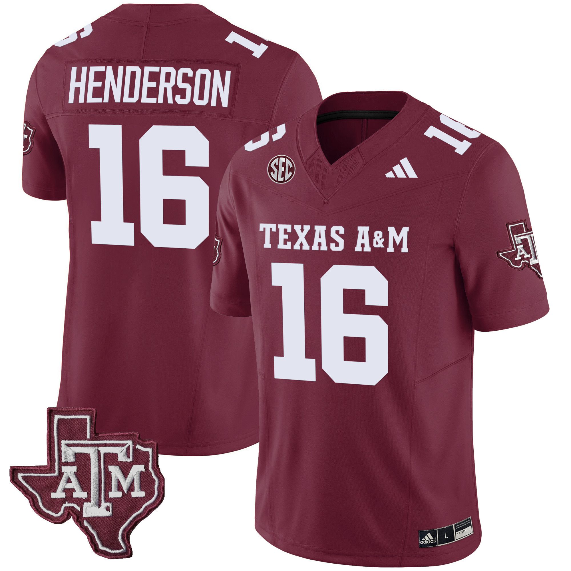 Men Texas A&M Aggies #16 Henderson Red 2024 Vapor Limited NCAA Jersey style 1